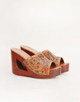 Desert Wanderer Sandals - Dark Brown Handtooled Leather
