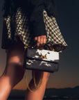 Valencia Leather Bag - Black & White Cowhide