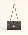 Savi Small Embossed & Grained Leather Bag - Charcoal