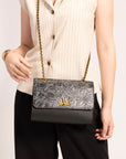 Savi Small Embossed & Grained Leather Bag - Charcoal