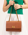 Savi Small Embossed & Grained Leather Bag - Amber Glow