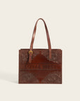 Mivva Handtooled Medium Bag - Brunette Leather