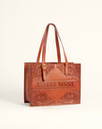 Mivva Handtooled Medium Bag - Soft Walnut Leather