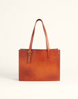 Mivva Handtooled Medium Bag - Soft Walnut Leather
