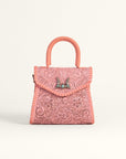 Leon Mini Handle Purse - Pink Handtooled Leather & Calfskin