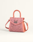 Leon Mini Handle Purse - Pink Handtooled Leather & Calfskin
