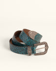 Sophia Belt- Turquoise Floral Leather