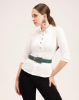 Sophia Belt- Turquoise Floral Leather