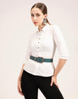Sophia Belt- Turquoise Floral Leather