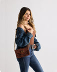 LW On The Go Mini Chain Bag In Hand Finished Embossed Leather - Brown