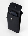 Shell Phone Bag In Calf Leather -Black