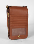 Shell Phone Bag In Hand Finished Embossed Leather - Brown