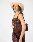 Mivva Handtooled Mini Bag - Brunette Leather