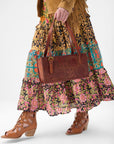 Mivva Handtooled Mini Bag - Soft Walnut Leather