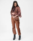 Savi Mini Bag In Hand Finished Embossed Leather - Brown