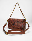Savi Mini Bag In Hand Finished Embossed Leather - Brown