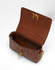 Savi Mini Bag In Hand Finished Embossed Leather - Brown