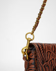 Savi Mini Bag In Hand Finished Embossed Leather - Brown