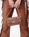 Savi Mini Bag In Hand Finished Embossed Leather - Brown