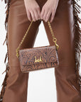 Savi Mini Bag In Hand Finished Embossed Leather - Brown