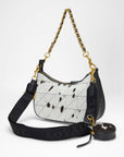 Joe Quilted Nappa Leather Bag - Black & White Cowhide