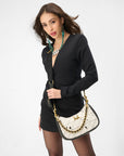 Joe Quilted Nappa Leather Bag - Black & White Cowhide