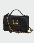 Heart Charm Chain In Black Calf Leather (2 In 1 Crossbody Chain)