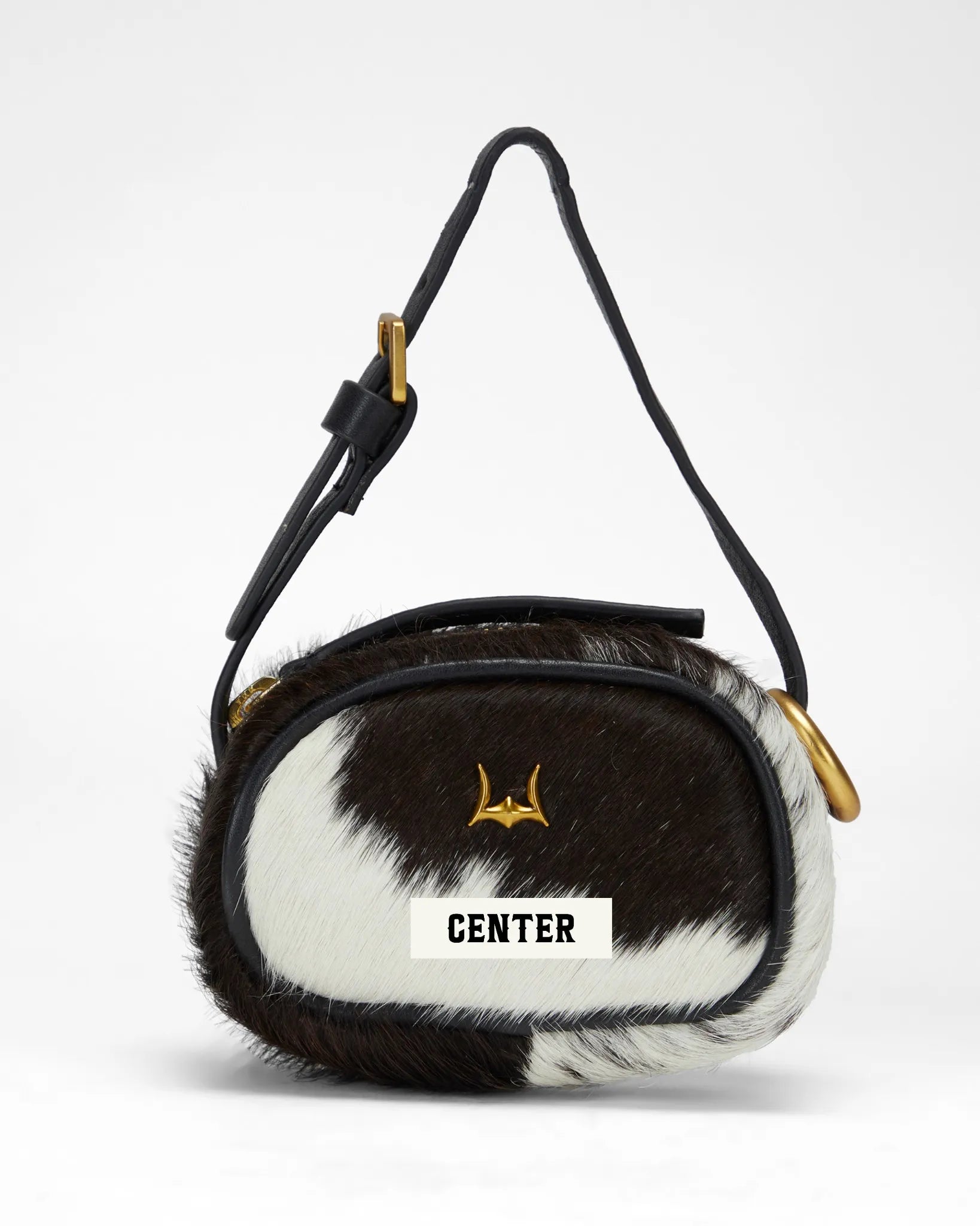 Sophia Micro Bag Charm In Black & White Cowhide