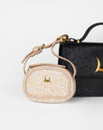 Sophia Micro Bag Charm In Hand Finished Embossed Leather - White