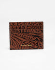 Shell Card Holder In Hand Finished Embossed Leather - Brown