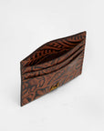 Shell Card Holder In Hand Finished Embossed Leather - Brown
