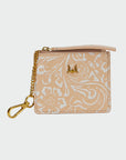 Sophia Credit Card Holder In Hand Finished Embossed Leather - White