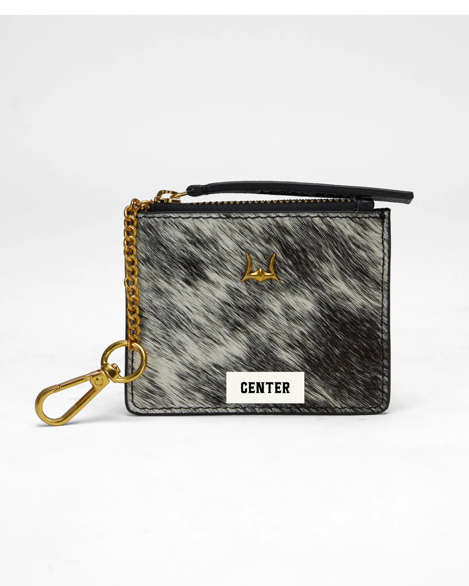 Sophia Credit Card Holder In Black & White Cowhide