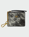 Sophia Credit Card Holder In Black & White Cowhide