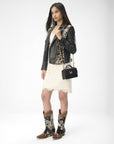 Valencia Ostrich Leather Bag - Black