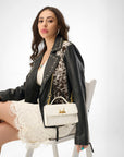 Valencia Ostrich Leather Bag - White
