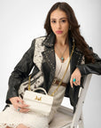 Valencia Ostrich Leather Bag - White