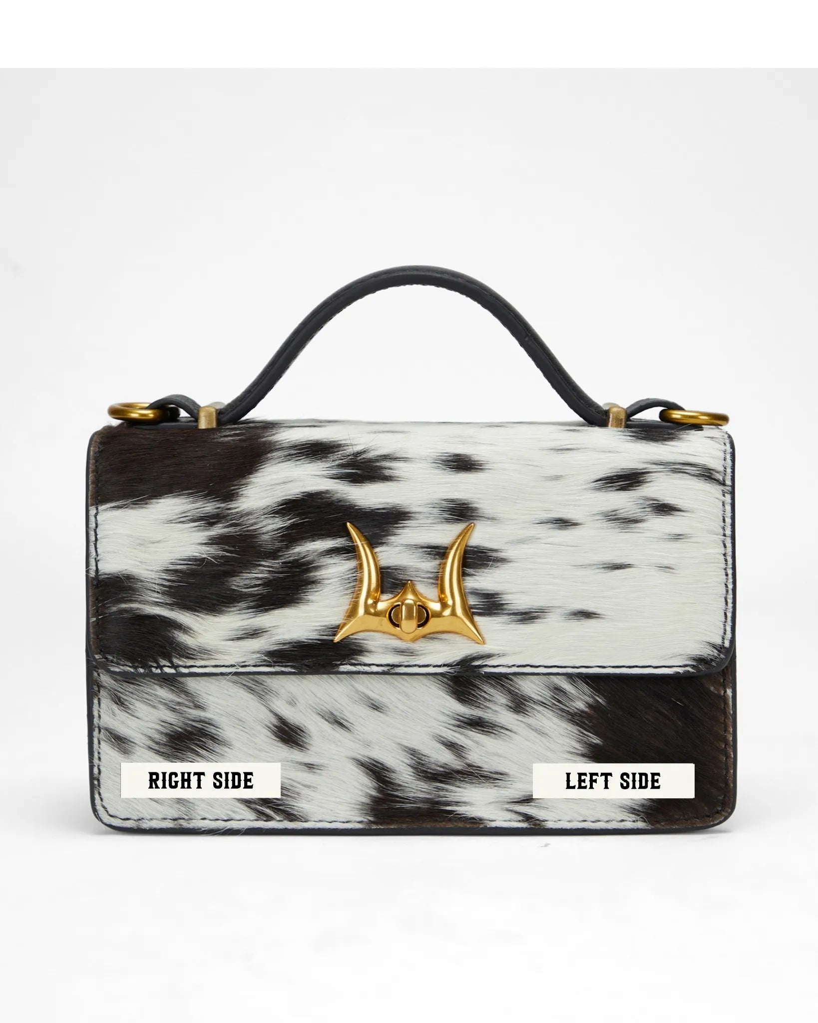 Valencia Leather Bag - Black & White Cowhide