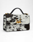 Valencia Ostrich Leather Bag - Black & White Cowhide