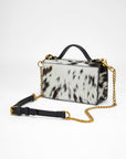 Valencia Ostrich Leather Bag - Black & White Cowhide