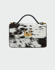 Valencia Ostrich Leather Bag - Black & White Cowhide