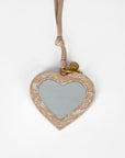 Heart Shape Bag Charm In Hand Finished Embossed Leather - White