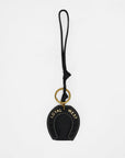 Horse Shoe Bag Charm In Calf Leather - Black