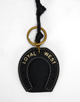 Horse Shoe Bag Charm In Calf Leather - Black