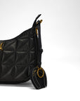 Horse Shoe Bag Charm In Calf Leather - Black