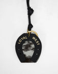 Horse Shoe Bag Charm In Black & White Cowhide