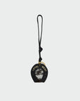 Horse Shoe Bag Charm In Black & White Cowhide