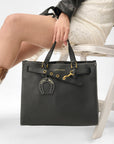Standard Medium Tote Bag In Calfskin - Black