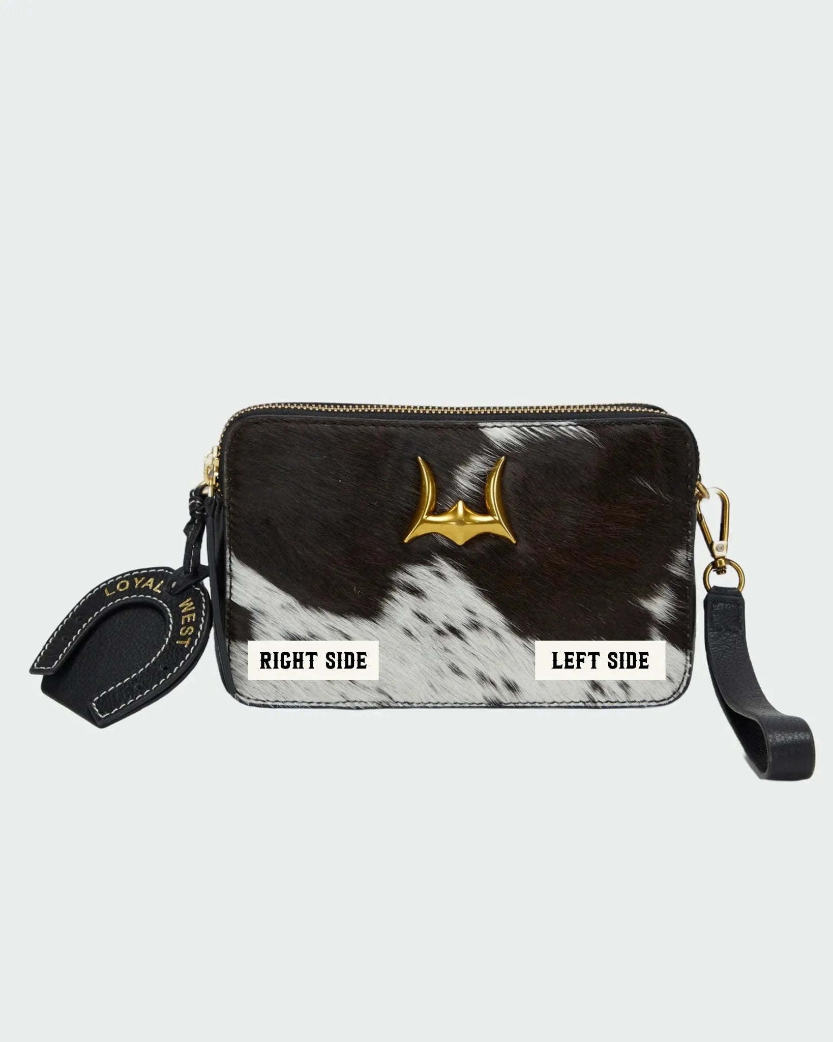Shell Mini Purse In Black & White Cowhide