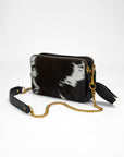 Shell Mini Purse In Black & White Cowhide